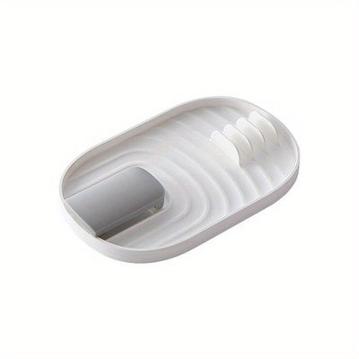 1pc Estante de Almacenamiento de Cocina Moderno de Plástico con Bandeja de Drenaje, Soporte para Tapas de Ollas, Descanso para Cucharas y Organizador de Utensilios para la Organización del Hogar, Organizadores y Almacenamiento de Cocina