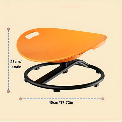 1 silla giratoria de sensaciones para jóvenes - Asiento redondo azul y gris con base metálica antideslizante, mejora la coordinación física, ideal para niños, no requiere electricidad, construcción metálica y plástica.