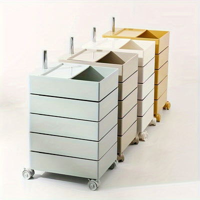 Carrito organizador rodante de 5 niveles con ruedas, estilo escandinavo - Organizador versátil sin necesidad de ensamblaje para oficina, sala o cocina | Plástico resistente al agua, diseño multifuncional, cajas de almacenamiento para organizar
