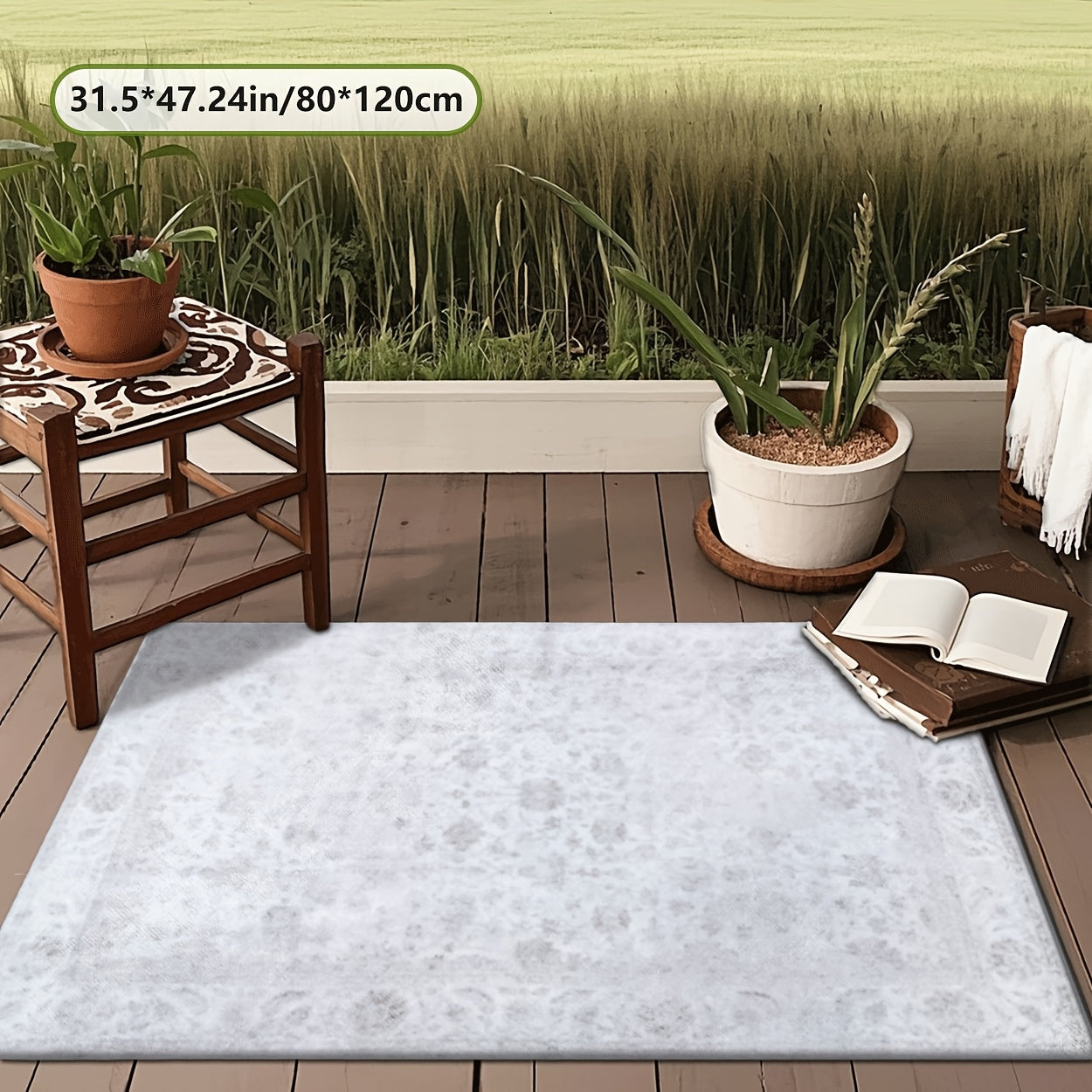 Estampado plano 2D con patrón de color sólido exquisito, alfombra decorativa de estilo simple 1 pieza, picnic, RV, balcón, patio, cubierta, camping, decoración de vacaciones para interiores y exteriores disponibles en múltiples escenas, tamaños múltiples