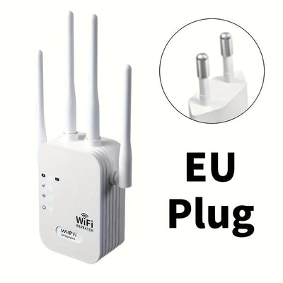 Amplificador de señal WIFI, extensor de WIFI, transmisión inalámbrica de alta velocidad de 2,4 GHz sin retrasos, equipado con puertos de red, utiliza 4 antenas para una de 360°, cubre una superficie de hasta 9000 pies cuadrados, adecuado para más de 35 d