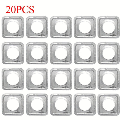 20pcs Cubiertas Desechables de Aluminio para Estufas de Fácil Limpieza - Ajustables a Estufas de Gas y Eléctricas, Mantienen la Cocina Impecable
