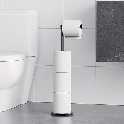 Soporte para papel higiénico de 4 rollos, organizador de baño plegable y autoadhesivo, construcción duradera de hierro para ahorrar espacio (blanco), almacenamiento de papel higiénico, acabado metálico elegante, soporte resistente