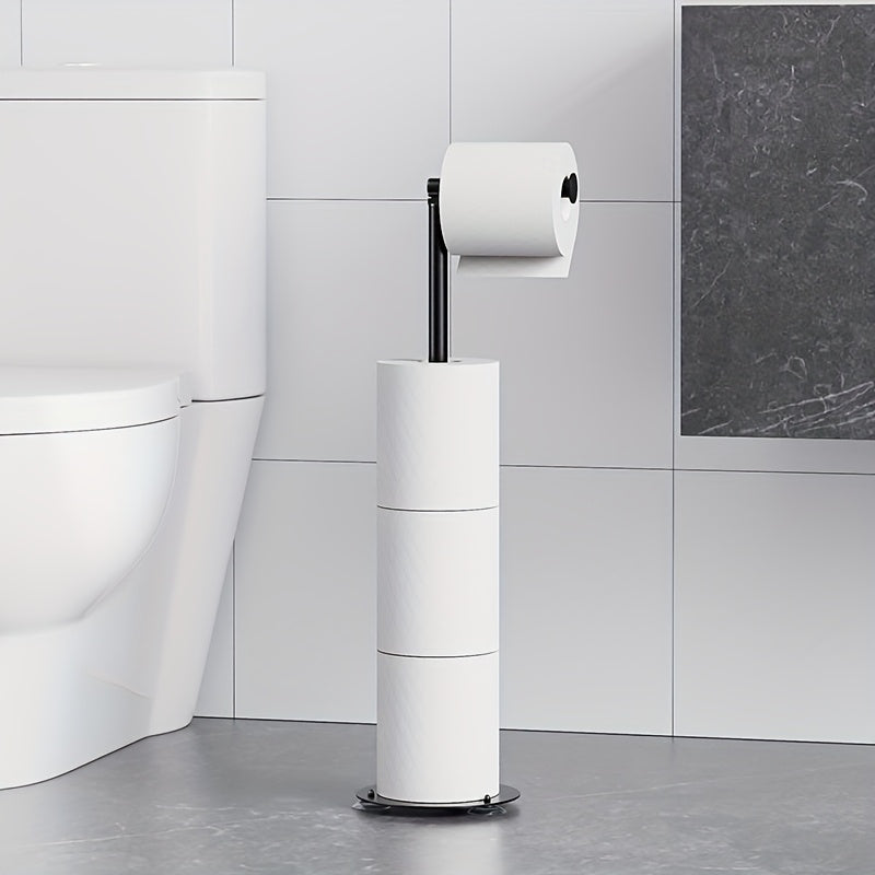 Soporte para papel higiénico de 4 rollos, organizador de baño plegable y autoadhesivo, construcción duradera de hierro para ahorrar espacio (blanco), almacenamiento de papel higiénico, acabado metálico elegante, soporte resistente