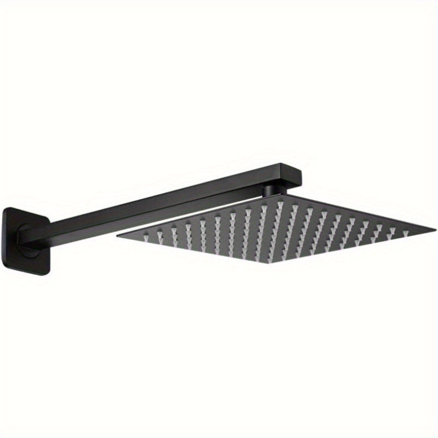 Negro Mate 40.64cm Mango de Ducha de Acero Inoxidable con Flange Azul - Montado en la Pared, Experiencia de Ducha de Lluvia de Ahorro de Espacio, Diseño Recto a Cuadrado para Baños Modernos, Accesorios de Baño | Acabado Negro Brillante | Construcción Dur