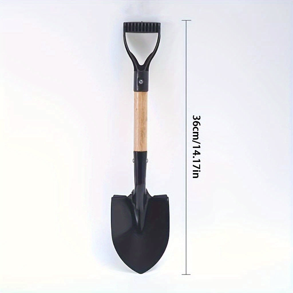 Una pala de jardín de 14,71 pulgadas con mango de madera y mango D - una pala redonda de metal diseñada para cavar suelo, ideal para pequeñas plantaciones y tareas de jardinería, herramienta de jardinería | Mango ergonómico | Herramienta de jardinería du