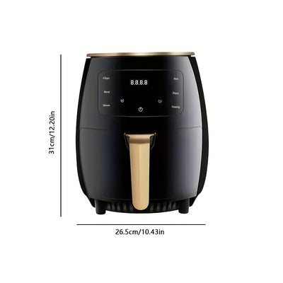 1 pieza de freidor de aire inteligente multifuncional - Capacidad de 4,5 litros, horneado a 200 °C, cesta de horneado extraíble, pantalla digital y temporizador, cocina sin aceite y baja en grasas para pizza, camarones, bistec, pollo frito, tartas de hue