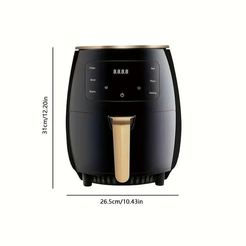 1 pieza de freidor de aire inteligente multifuncional - Capacidad de 4,5 litros, horneado a 200 °C, cesta de horneado extraíble, pantalla digital y temporizador, cocina sin aceite y baja en grasas para pizza, camarones, bistec, pollo frito, tartas de hue