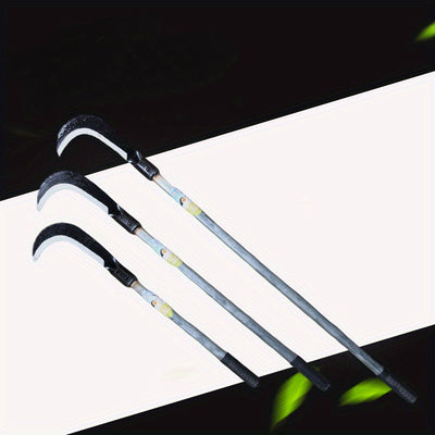 Cuchilla de hierro de manganeso de largo mango - Una herramienta agrícola multifuncional para exteriores con hoja curva extendida, adecuada para cortar césped, rastrillar y podar arbustos - Construcción metálica resistente, equipo de jardinería y patio e