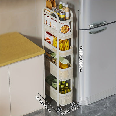 Carrito organizador de cocina de 3 niveles con ruedas, organizador multicapa para despensa, baño y sala, canastas de malla metálica duraderas, color crema/negro, sin necesidad de ensamblaje, organizadores y almacenamiento de cocina