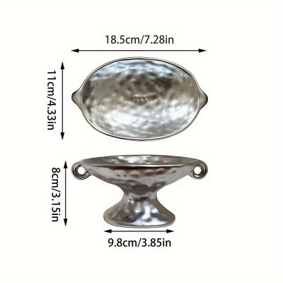 Jabón de cerámica de plata vintage con dos asas, bandeja de pie alto - Perfecto para fregaderos o como organizador de joyas Decoraciones de Halloween, Navidad