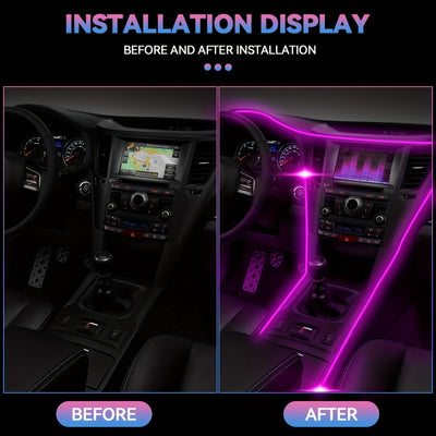 Luzes LED para interiores de coche com APP Control, 6 polegadas 1 RGB 16 milhões de cores Kit de iluminação ambiental com 315 polegadas de fibra óptica, Modo de música Iluminação interior de coche Acessórios, sem bateria