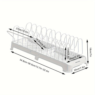 Organizador Expandible de Ollas y Sartenes, Organizador de Ollas y Sartenes Expandible Multifuncional de 12 pzas para Gabinete con Compartimentos Ajustables, Tapa y Almacenamiento de Utensilios de Cocina