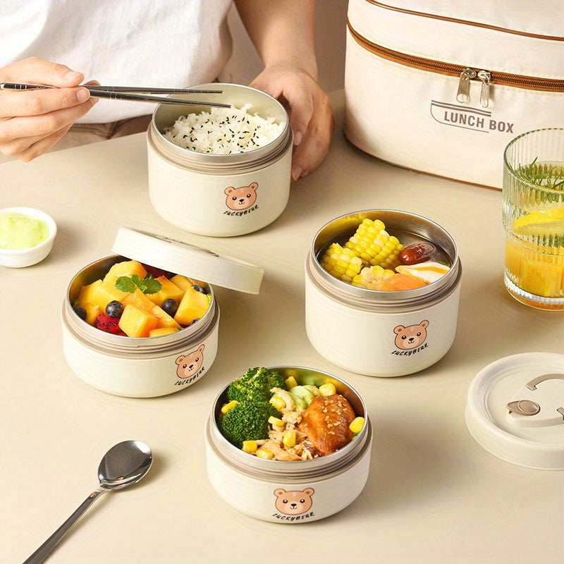 Juego de 5/4/3 Recipientes para Alimentos de Acero Inoxidable con Tapas, Bolsa para Almuerzo, Contenedores Bento Herméticos, Set de Loncheras para Cocina y Viaje, Regreso a Clases