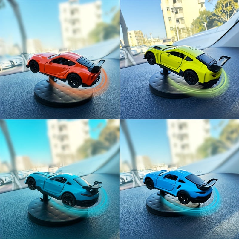 Adorno creativo para tablero de coche, carcasa metálica, estilo deportivo en 8 colores, gira con el vehículo, adhesivo nano que no deja rastros al retirar, chasis estable y resistente a caídas