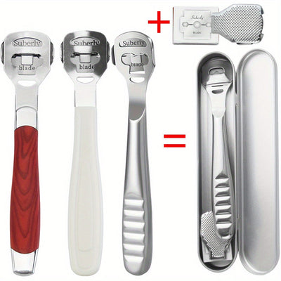 Raspador de pies de acero inoxidable para limpieza, removedor de cutículas beige claro, herramienta de limpieza beige claro, removedor de estrato córneo adecuado para uñas en crecimiento, fácil de transportar y limpiar