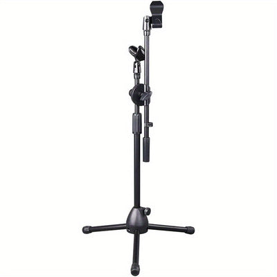 Soporte de Micrófono Ajustable para Erhu, Guitarra y Sonido en Vivo - Base Trípode Metálica Resistente con Diseño Plegable, Patas de Goma & Brazo Telescópico (45-75cm, ), Equipo de Grabación de Estudio, Construcción Robusta, Profesionalismo Musical
