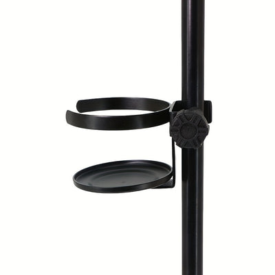 Soporte para micrófono ABS negro con porta vasos, abrazadera individual para bebidas, compatible con atriles de partituras y soportes de guitarra
