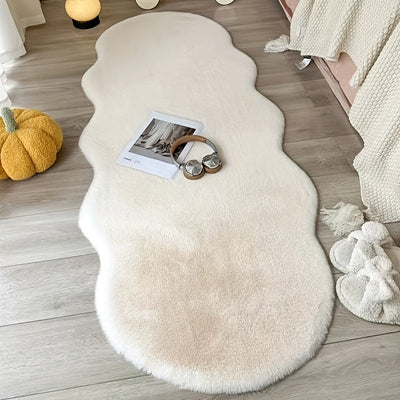 Alfombra suave de pelo de conejo sintético blanco - Poliéster peludo de pelo bajo, lavable a máquina, acogedora y cómoda para decoración de dormitorio, oficina o sala de estar, decoración hogareña acogedora | Diseño moderno de alfombra | Alfombra de fibr