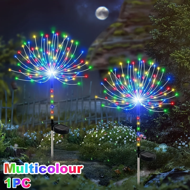 1PC Linterna Solar LED de Fuegos Artificiales - con varilla de luz, luces decorativas para patio y jardín al aire libre, faroles decorativos multicolores para paisajes, céspedes, aceras y festivales