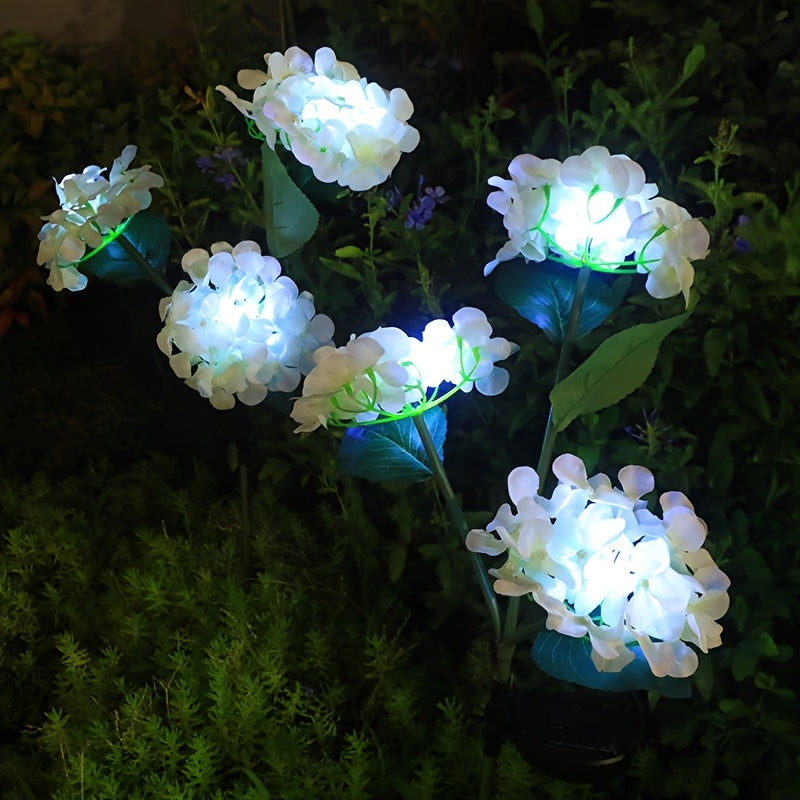 1 pieza de luz LED de hidrágica alimentada por energía solar - Decoración artificial de jardín realista, lámpara de césped de montaje semienterrado con control de interruptor, batería de níquel, ideal para patio al aire libre, terraza, césped y camino -