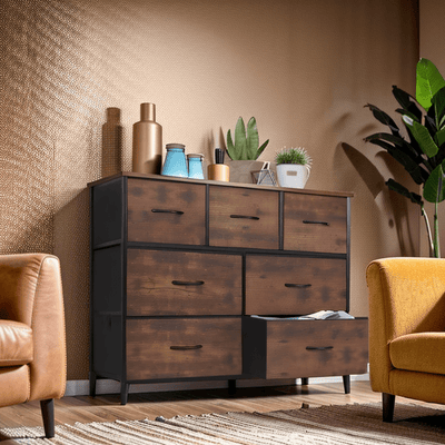 1pc Armario Clásico de Almacenamiento de Madera y Metal con 6 Cajones - Organizador Independiente de 68.58cm con Capacidad de 3.2 Pies Cúbicos, Fácil Montaje para Sala de Estar, Dormitorio, Oficina, Mueble en Tono Neutro, Construcción Duradera