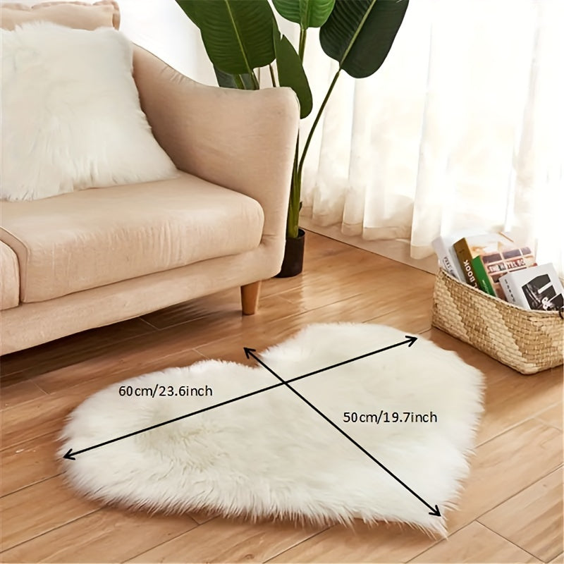 Alfombra De Piel Sintética En Forma De Corazón, Suave, Lavable, Para Interiores En Varios Colores Para Sala De Estar, Dormitorio, Alfombra De Suelo Acogedora Y Duradera Con Base Tejida, Alfombra Para Sala De Estar