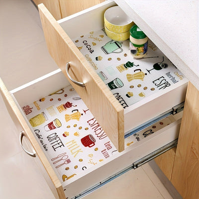 1 Rollo de forros de cajones multifuncionales con estampado de dibujos animados lindos, papel de cajones antiadherente adecuado para armarios y estantes de zapatos.