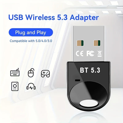 Adaptador de Red sin varillas USB 5.3 - Plug & Play para Windows 11/10/8.1, Compatible con 5.2/5.1/5.0/4.2/4.1/4.0, Controlado por Aplicación para PC, Auriculares, Teclado y Ratón Inalámbricos, Configuración para Oficina en Casa, Estilo Minimalista, Cons
