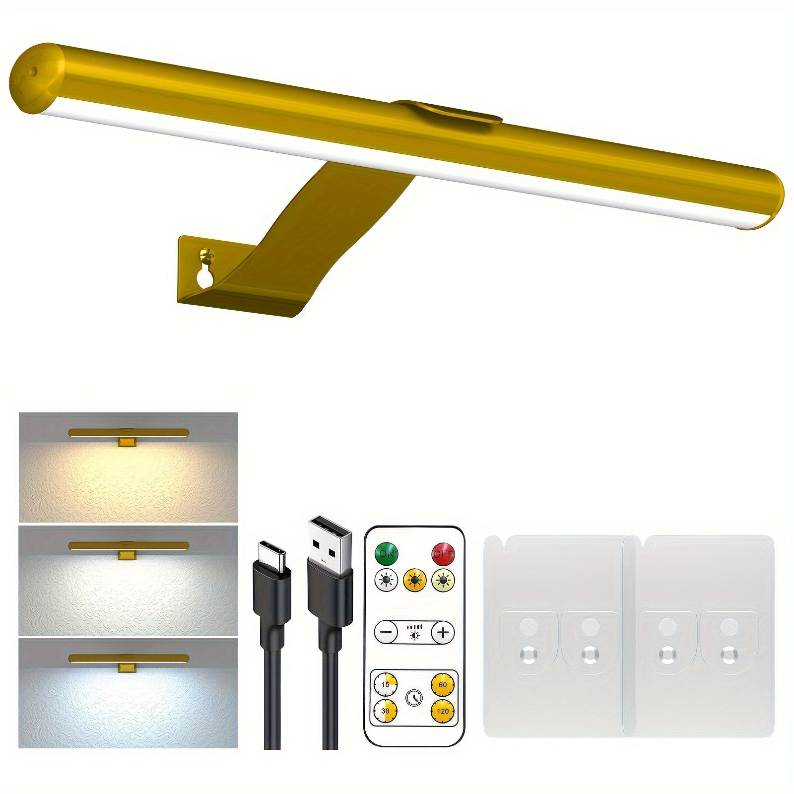 1 unidad de luz LED para cuadros de 32.0 cm con control remoto, batería recargable, brillo y temporizador ajustables, 300LM, montaje con adhesivo o tornillos para obras de arte, retratos, galerías - alimentación por USB, acabado mate moderno