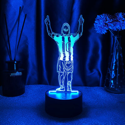 10 Jugadores de fútbol Luz nocturna 3D - Control táctil, Alimentado por USB, Regalo para fanáticos de los deportes