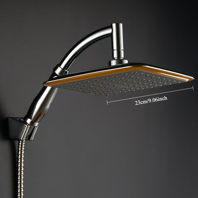 Cabezal de Ducha Ajustable de 9 Pulgadas con Boquilla de Chorro Manual - Diseño de Lluvia Cuadrada Montado en la Pared, Acabado Cromado, Material Plástico, Perfecto para Baños de Hogar y Hotel