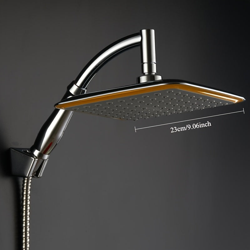 Cabezal de Ducha Ajustable de 9 Pulgadas con Boquilla de Chorro Manual - Diseño de Lluvia Cuadrada Montado en la Pared, Acabado Cromado, Material Plástico, Perfecto para Baños de Hogar y Hotel
