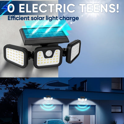 Luces solares LED para pared con sensores de movimiento, luces exteriores y de jardín con 3 modos de iluminación y baterías incluidas