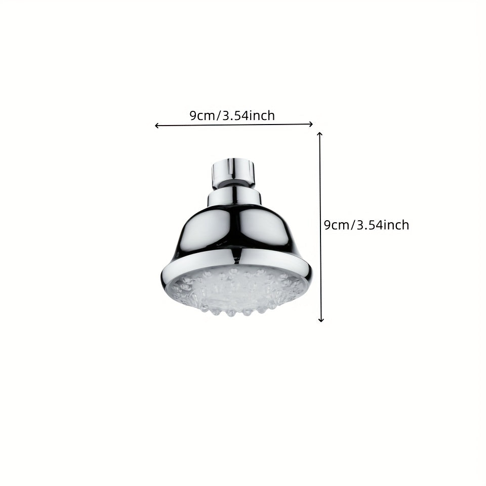Un cabezal de ducha redondo con superficie de espejo electroplateado que genera energía por flujo de agua sin batería, control de temperatura con cambio de color intermitente, luz de Halloween, luz de Navidad, regalo, decoración de regalo de Navidad/Hall