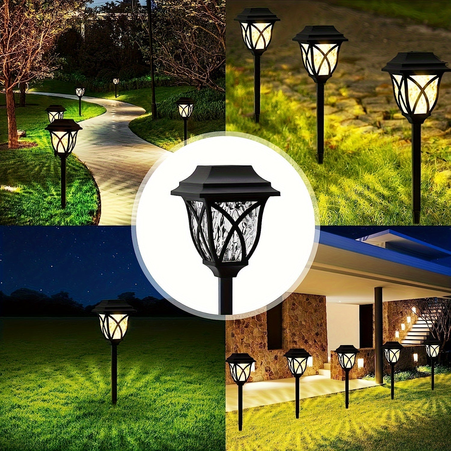 Luces de jardín solares al aire libre, paquete de 8, iluminación de sendero LED, alimentada por energía solar, material PP, color único, batería solar, sin componentes electrónicos, tensión de funcionamiento ≤36V