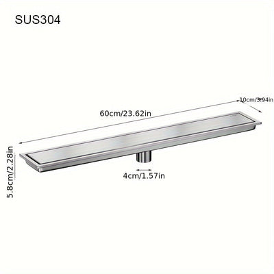 Desagüe de Suelo Rectangular Invisible de Acero Inoxidable - Extendido, Fregadero de Baño Resistente a Olores con Cubierta de Tubería Oculta