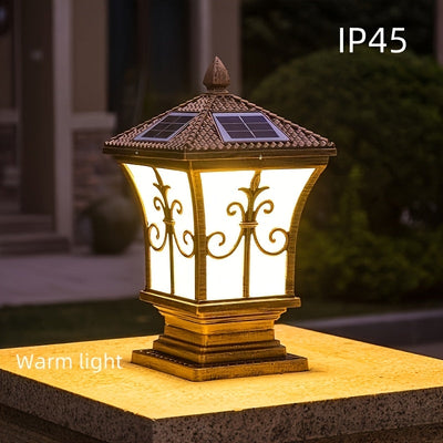 Lámpara solar LED para exteriores, pilar de jardín, cuerpo de aluminio para villa o barandal, control remoto, luz variable, luz blanca, cálida, neutra y roja, se apaga de día y enciende automáticamente de noche