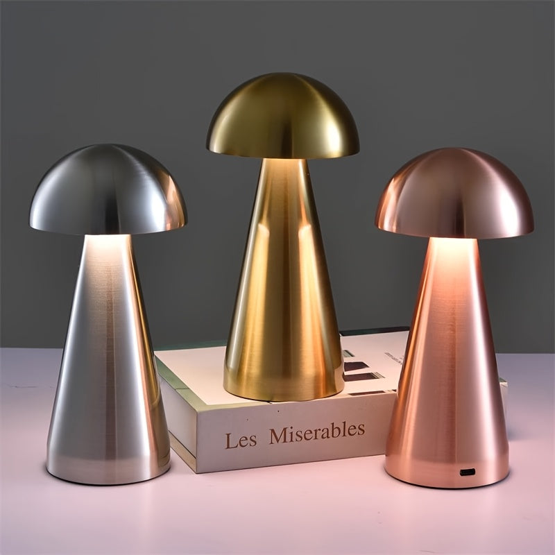 Lámpara de mesa con control táctil moderno, con brillo y temperatura de color ajustables, recargable por USB, alimentada por batería, diseño de metal pulido para sala de estar, dormitorio, decoración de oficina - "Les Misérables" exhibición de libros, lu