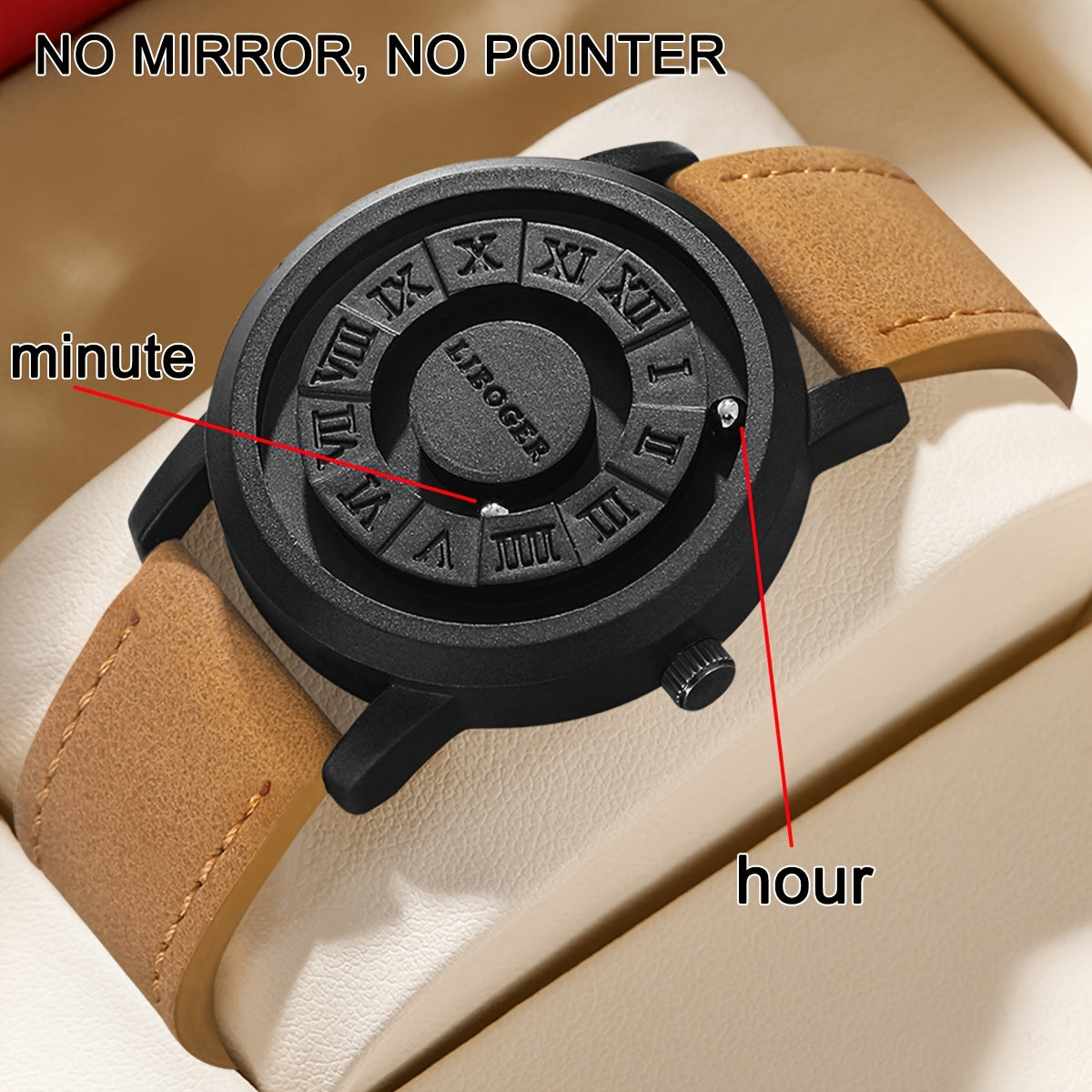 1 reloj de cuarzo para hombre inspirado en el estilo vintage con números romanos, esfera negra y correa de cuero sintético - Ideal para ropa casual, regalo perfecto para papá, novio, Día de San Valentín, Día del Padre, regreso a la escuela (caja no inclu