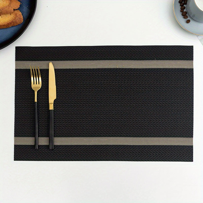 6 manteles individuales de PVC coloridos a rayas, lavables, reutilizables y aislantes del calor, para decoración de mesa de cocina o comedor