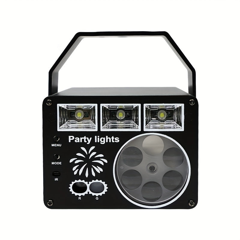 Luz LED 3 en 1 USB con patrón activado por sonido RGB, luz parpadeante, metal negro, USB portátil y práctica, adecuada para bodas, día de San Valentín, fondo de escena, luz de proyección para fiestas, bares, discotecas, cumpleaños, Navidad, clubes, gimna