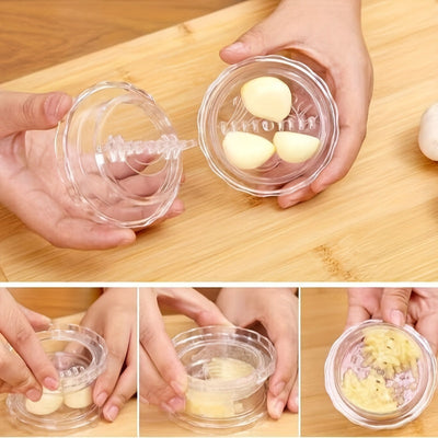 Prensa manual de ajo, picadora de ajo multifuncional, gadget de cocina giratorio, plástico, sin carga.