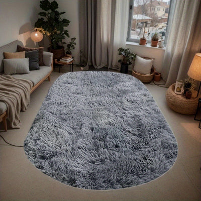 Alfombra ovalada de felpa suave con diseño tie-dye, gruesa y de fibra de poliéster, para dormitorio y uso en interiores, liviana y antideslizante, lavable a mano y en lavadora, fácil de limpiar, decoración para mesa de centro y puerta, ideal para sala de