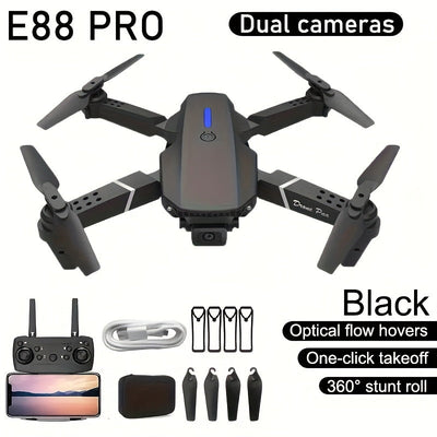 Drone Profesional E88PRO para Principiantes de Mayor Venta 2025, Acrobacias a 360°, Transmisión de Imagen por APP, Flotación Óptica, Despegue y Aterrizaje con un Clic, Cuerpo Plegable Portátil, Fácil de Operar, Regalo Ideal para Vacaciones
