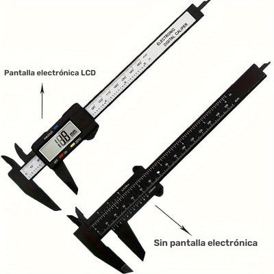 Calibre Digital de Precisión 6 Pulgadas/4 Pulgadas - Esfera de Fibra de Carbono, Herramienta de Medición Micrómetro Vernier con Batería No Recargable