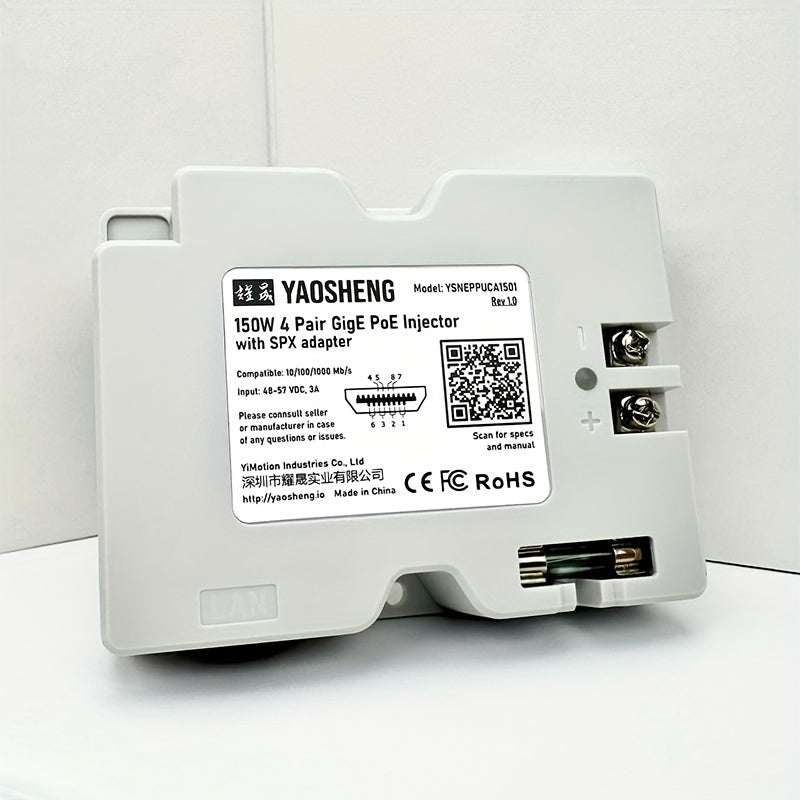 YAOSHENG Inyector PoE 150W 2-en-1 + Adaptador de Cable SPX para Uso Residencial Exterior para Starlink Gen2
