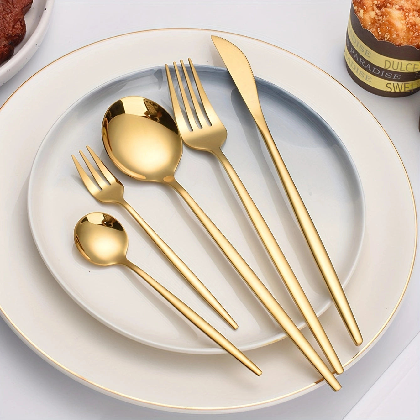 Juego de cubiertos de acero inoxidable, 30 piezas/5 piezas, caja de regalo a color, cuchillo, tenedor y cuchara, vajilla occidental, ideal para hogar, cocina, restaurante, hotel, boda y utensilios de cocina