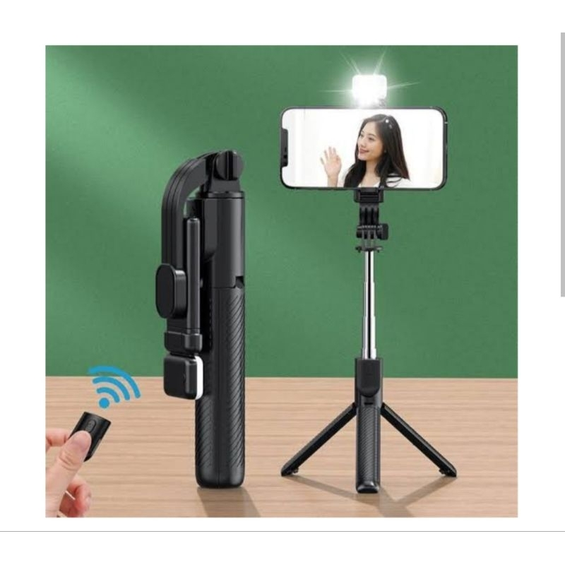 Selfie Stick R1S 3-en-1 (Trípode + Bluetooth + Luz LED)