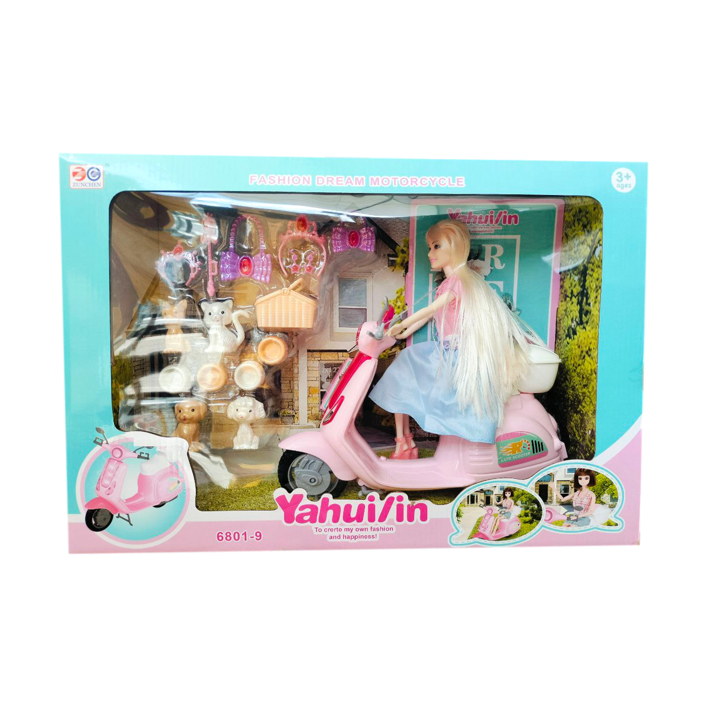 MUÑECA CON MOTO + ACCESORIOS 6801-9 MUNBE